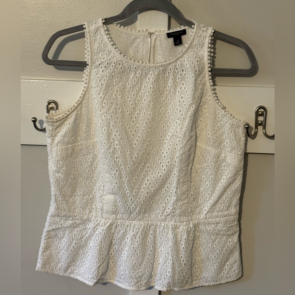 Ann Taylor White Eyelet Top